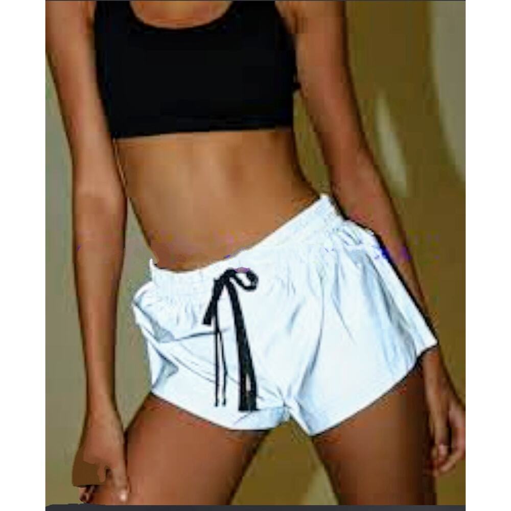 Forever 21 Reflective Shorts Silver Run Athletic Night Running Zip Pocket M 6-8